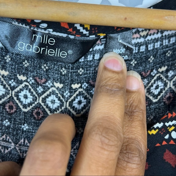 NWT Mlle Gabrielle Black Boho Printed Babydoll Dress - Picture 9 of 10
